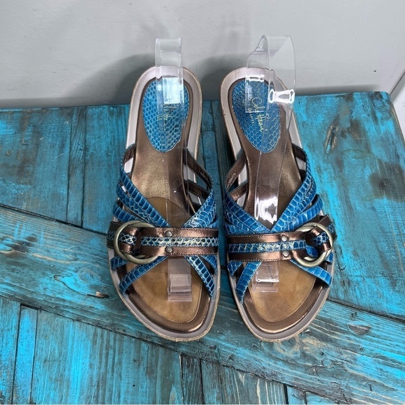 Cole Haan Nike Air Bronze & Blue Sandals Size 11 - Picture 3 of 15